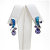 Silver Earring with Inlay Created Opal and Tanzanite CZ