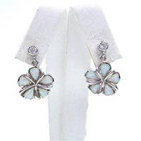 Silver Earring with Created Opal