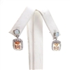 Silver Earrings with Inlay Created Opal & Champagne CZ