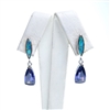 Silver Earring with Inlay Created Opal and Tanzanite CZ