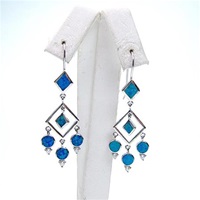 Silver Earrings with Inlay Created Opal & White CZ