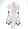 Silver Earrings with Inlay Created Opal and White CZ