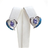 Silver Earring with Inlay Created Opal and Tanzanite CZ