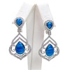 Silver Earrings with Inlay Created Opal and White CZ