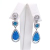 Silver Earrings with Inlay Created Opal and White CZ