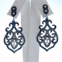 Silver Earrings w/ White & Sapphire CZ