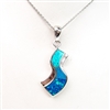 Silver Pendant with Inlay Created Opal