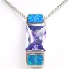 Silver Pendant W/ Created Opal+Tanzanite CZ