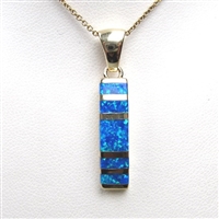 Silver Pendant (Gold Plated) with Inlay Created Opal