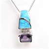 Silver Pendant w/ Created Opal, Wht & Amethyst CZ