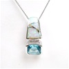 Silver Pendant w/ OpaL, White CZ & Blue Topaz