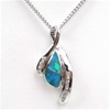 Silver Pendant with Inlay Created Opal and White CZ