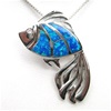 Silver Pendant with Inlay Created Opal