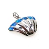 Silver Pendant w/ Inlay Created Opal - Shell