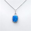 Silver Pendant with Inlay Created Opal and White CZ