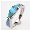 Silver Ring with Inlay Created Opal