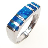 Silver Ring with Inlay Created Opal