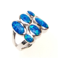 Silver Ring with Inlay Created Opal