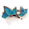 Silver Ring (Rhodium Plated) w/ Inlay Created Opal