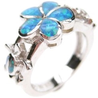 Silver Ring with Inlay Created Opal