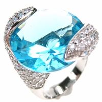 Silver Ring with Blue Topaz Crystal